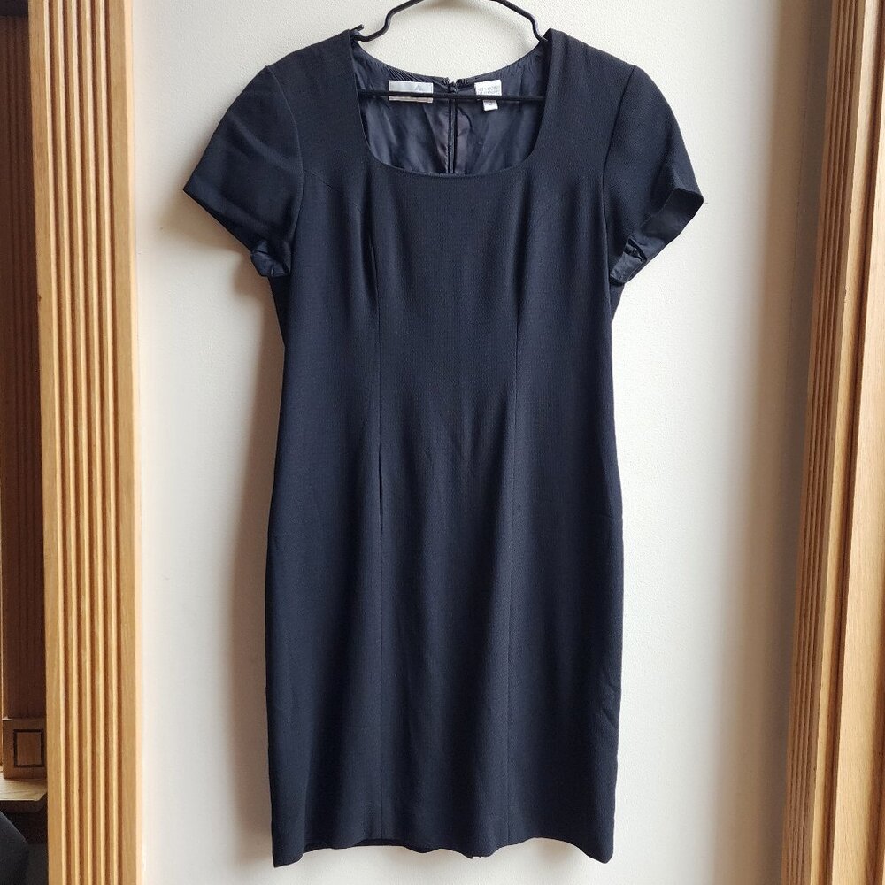 Liz Claiborne Black Square Neck Short Sleeve Sheath Dress Size 12